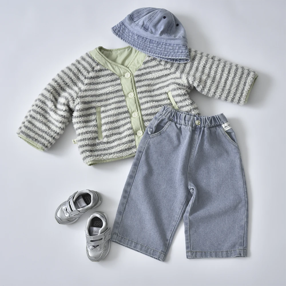 ベビー キッズ アウター ボア ボーダー 防寒 リバーシブル 中綿 ベビー服 キッズ服 上着 子供服 長袖 アウトウェア 秋冬 もこもこ あったか 暖か 服 赤ちゃん 秋 冬 オシャレ おしゃれ かわいい 可愛い Pearls パールズ