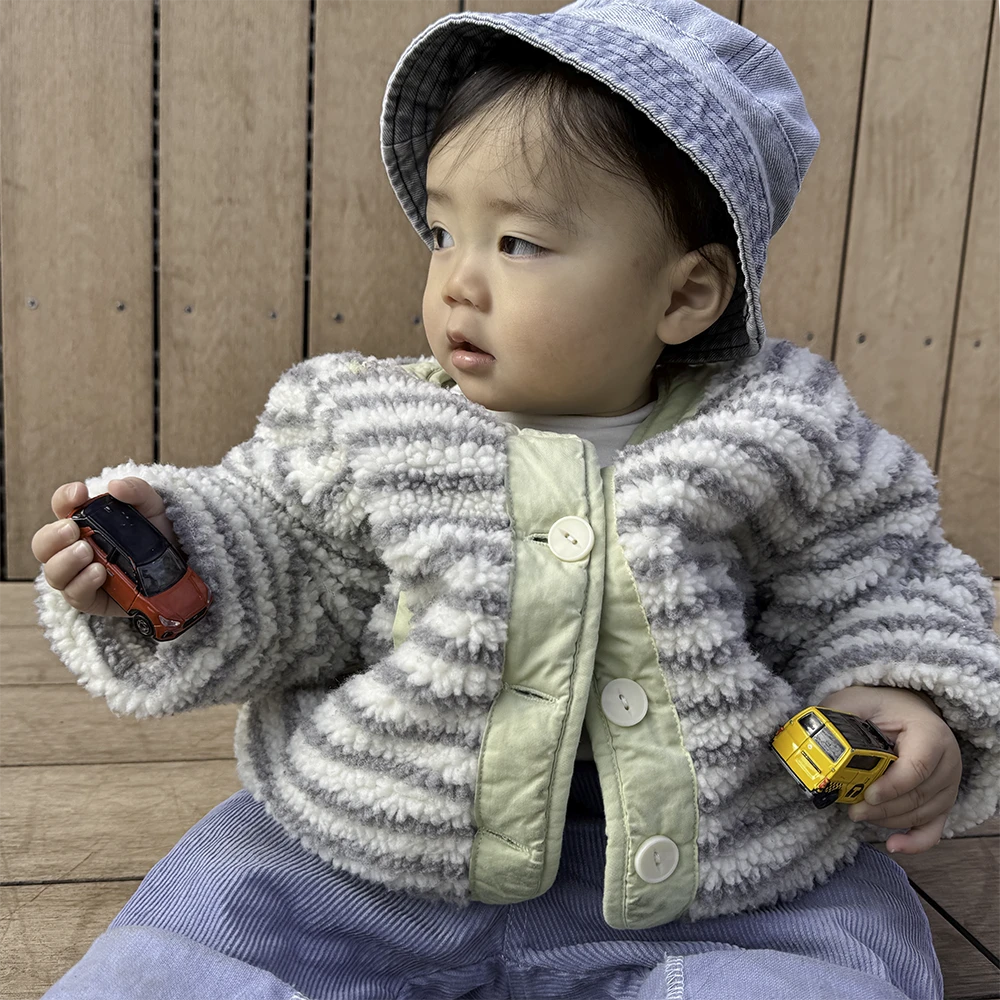 ベビー キッズ アウター ボア ボーダー 防寒 リバーシブル 中綿 ベビー服 キッズ服 上着 子供服 長袖 アウトウェア 秋冬 もこもこ あったか 暖か 服 赤ちゃん 秋 冬 オシャレ おしゃれ かわいい 可愛い Pearls パールズ