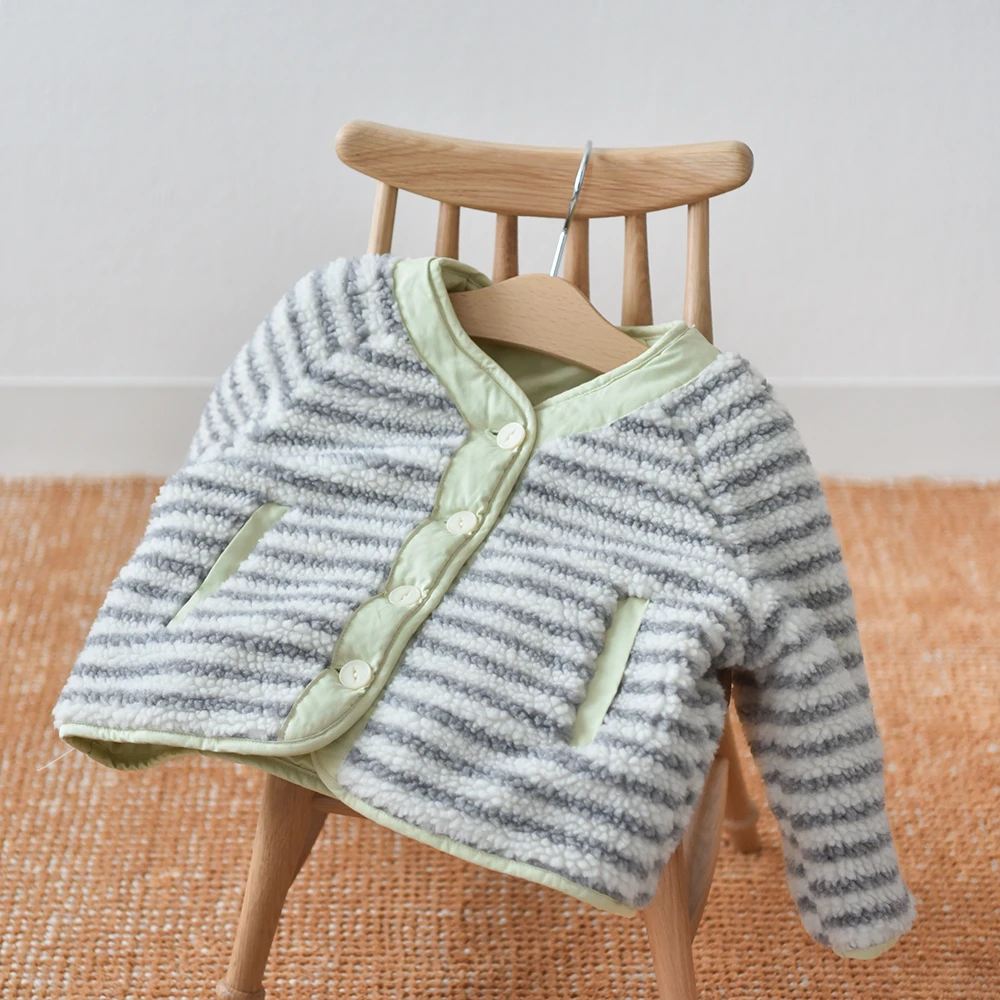 ベビー キッズ アウター ボア ボーダー 防寒 リバーシブル 中綿 ベビー服 キッズ服 上着 子供服 長袖 アウトウェア 秋冬 もこもこ あったか 暖か 服 赤ちゃん 秋 冬 オシャレ おしゃれ かわいい 可愛い Pearls パールズ