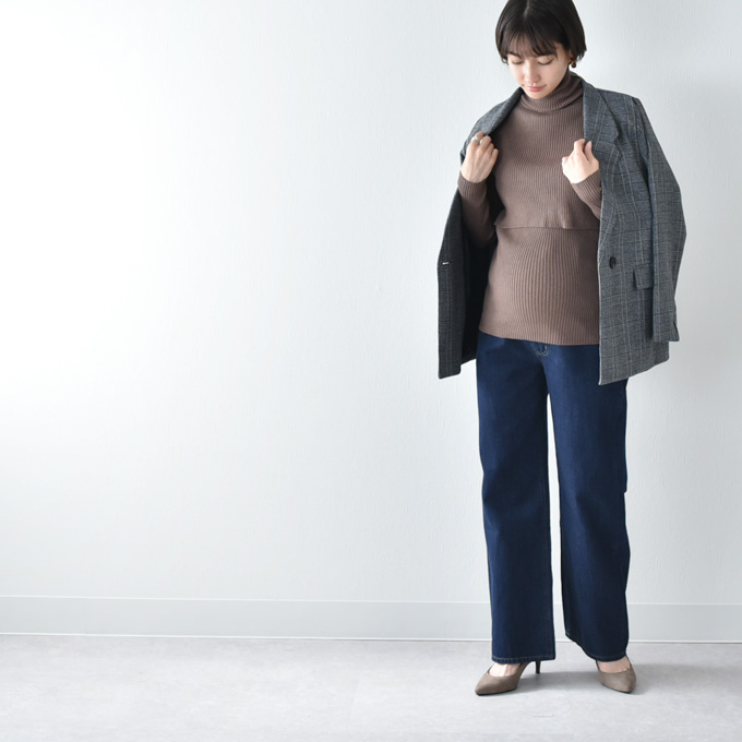 マタニティ デニム ワイド デニムパンツ パンツ マタニティパンツ マタニティズボン ワイドパンツ ストレートデニム Pearls パールズ