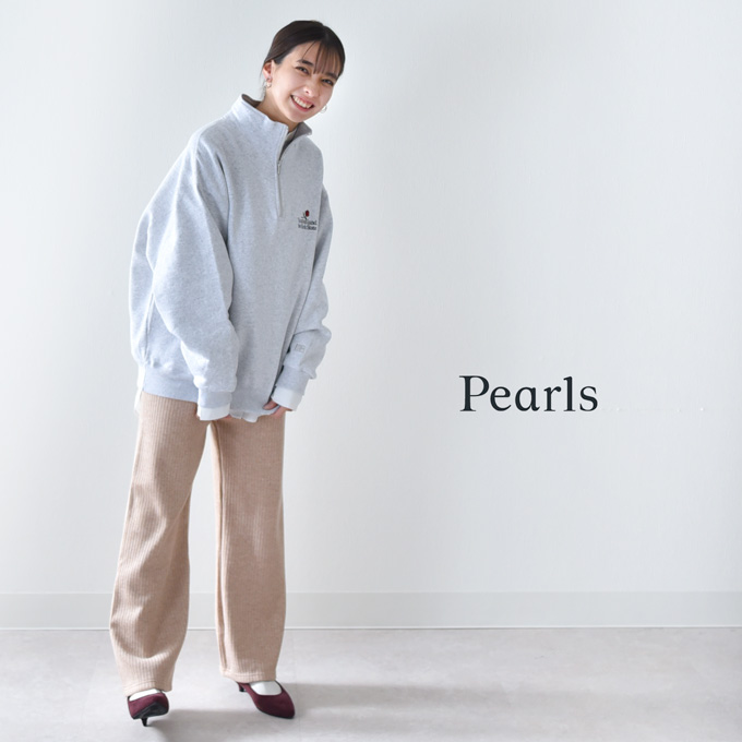 マタニティ パンツ 裏起毛 リブ 秋冬 冬 ワイド ルームウエア ルームウェア ルーム アジャスター 部屋着 ボトム ボトムス 暖か あったか 防寒 黒 ブラック 白 アイボリー ベージュ グレー Pearls パールズ