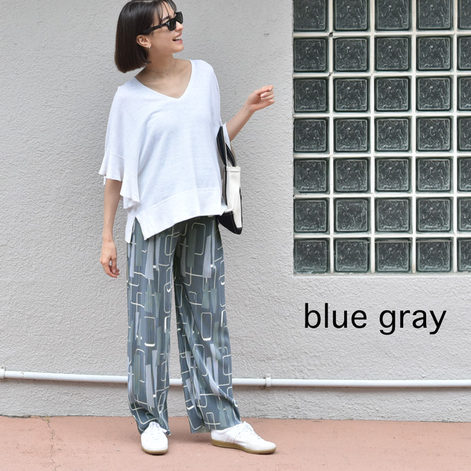 マタニティ パンツ リブ 夏 春 春夏 セルフカット ワイド ストレート プリント ルームウエア ルームウェア ルーム ウエストゴム ウエスト調節機能付 部屋着 ボトム ボトムス イージー ゆったり らくちん 産前産後対応 妊婦服 ブラック 黒 カーキ Pearls パールズ