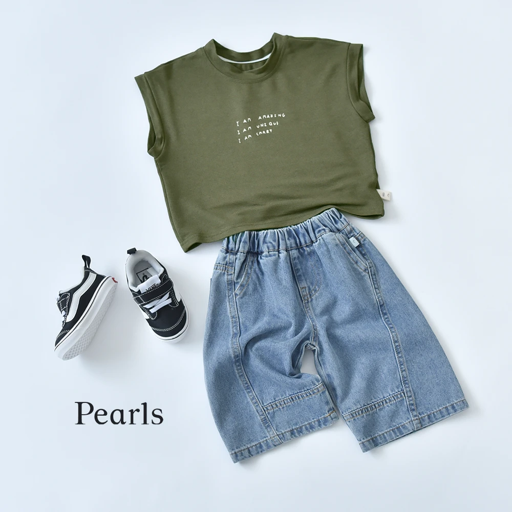 送料無料 ベビー キッズ パンツ ボトム デニム ワイドシルエット ベビー服 キッズ服 子供服 春夏 秋冬 服 赤ちゃん 春 夏 秋 冬 オシャレ おしゃれ かわいい 可愛い 73 80 90 100 Pearls パールズ