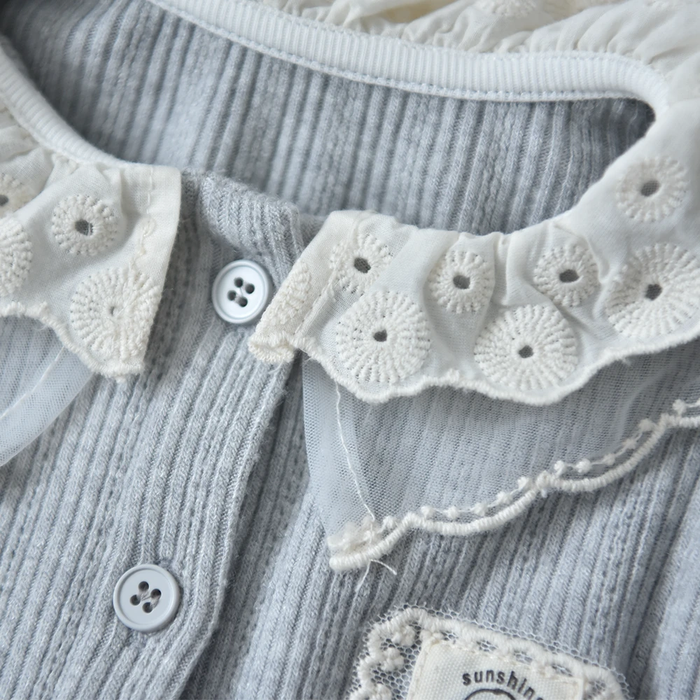 送料無料 ベビー キッズ セットアップ トップス ボトム パンツ ガーリー ベビー服 キッズ服 レース衿 フリル付パンツ 上着 子供服 長袖 春秋冬 女の子 赤ちゃん 春 秋 冬 オシャレ おしゃれ かわいい 可愛い 73 80 90 100 Pearls パールズ