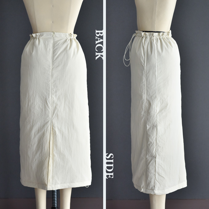 マタニティ マタニティウェア スカート 暖か あったか 防寒 ジャケット ダウン 中綿 ボトム ボトムス アジャスター 秋冬 冬 おしゃれ かわいい 可愛い スリット ボックスシルエット 妊婦 妊婦服 低身長 産前 産後 臨月 黒 ブラック 白 アイボリー Pearls パールズ