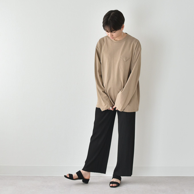 マタニティ トップス Tシャツ 長袖 丸首 クルーネック インナー カットソー チュニック Pearls パールズ