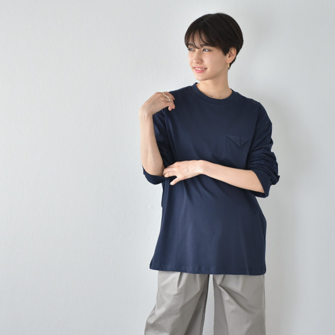 マタニティ トップス Tシャツ 長袖 丸首 クルーネック インナー カットソー チュニック Pearls パールズ