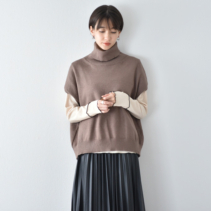 授乳服 ニット ベスト 授乳ロンT セット 授乳ケープ 秋冬 冬 暖か マタニティ トップス Pearls パールズ