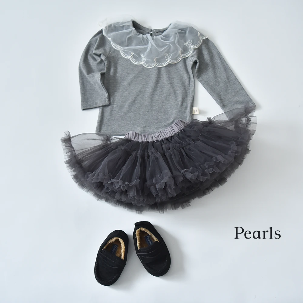 ベビー キッズ トップス カットソー ガーリー ベビー服 キッズ服 シフォンレース Pearls パールズ
