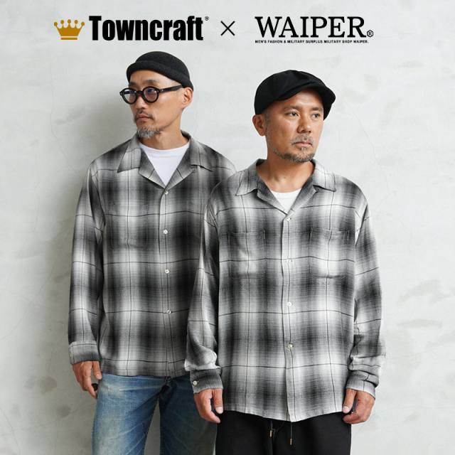 R*8様 WAIPER×TOWN CRAFT オンブレ ループカラーシャツ Lサ WAIPER×TOWN CRAFT TC25S005WP 60's OMBRE LOOP COLLAR SHIRTS