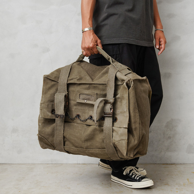 実物 USED イタリア軍 80s ヘビーキャンバス ダッフルバッグ ミリタリー