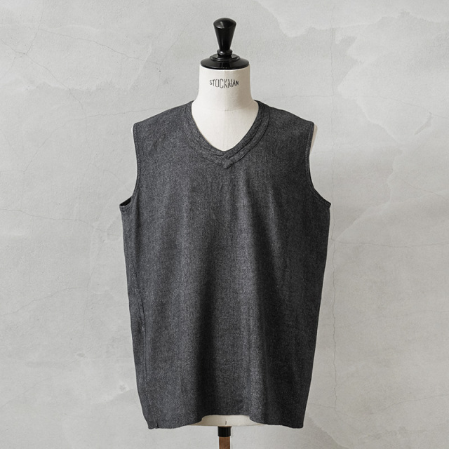 実物 新品 デッドストック フランス軍 リネンベスト GRAY染め