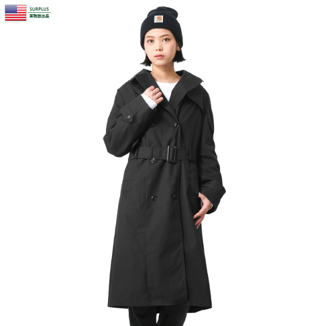 米軍 U.S.NAVY レディース ブラックトレンチコート 米軍放出品