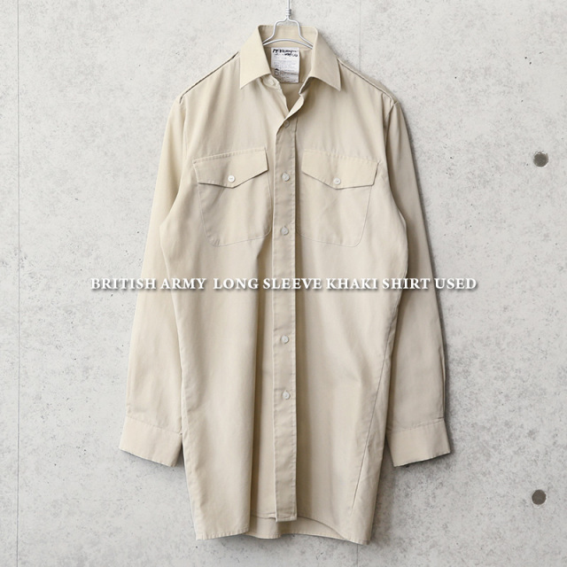 USED イギリス軍 ロングスリーブ カーキシャツミリタリーファッション 軍服