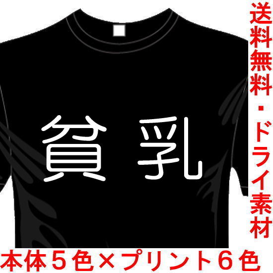 おもしろ漢字Tシャツ 貧乳  送料無料