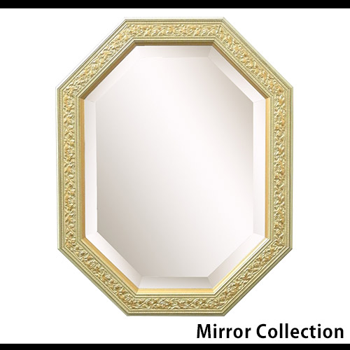 イタリア製 八角形ウォールミラー アイボリーゴールド