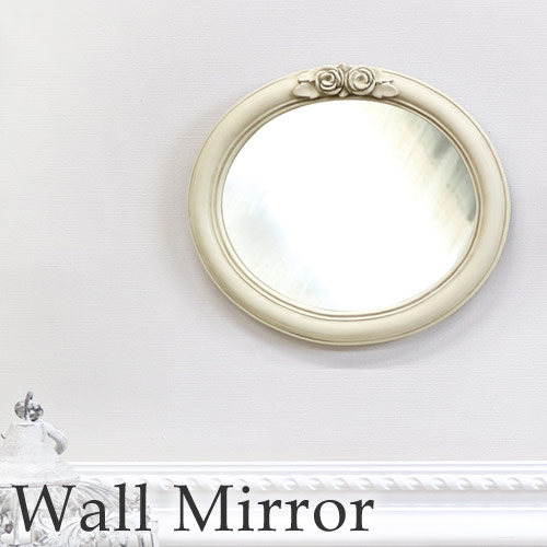 オーバルウォールミラー ローズアイボリー