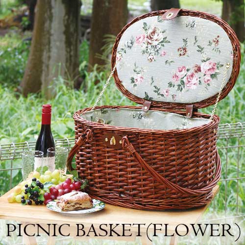 ピクニックバスケット,おしゃれ,食器付き,カゴバック,ラタンバック,フラミンゴ