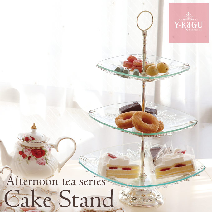 ケーキプレート,3段,ケーキスタンド,アフタヌーンティー,ガラス