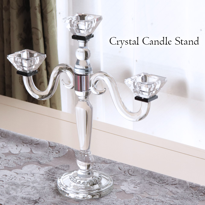 置物,キャンドルスタンド,燭台,3灯,クリスタル