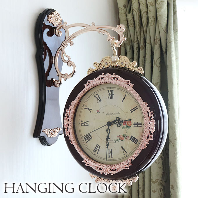 時計,両面時計,壁掛け,ブラウン