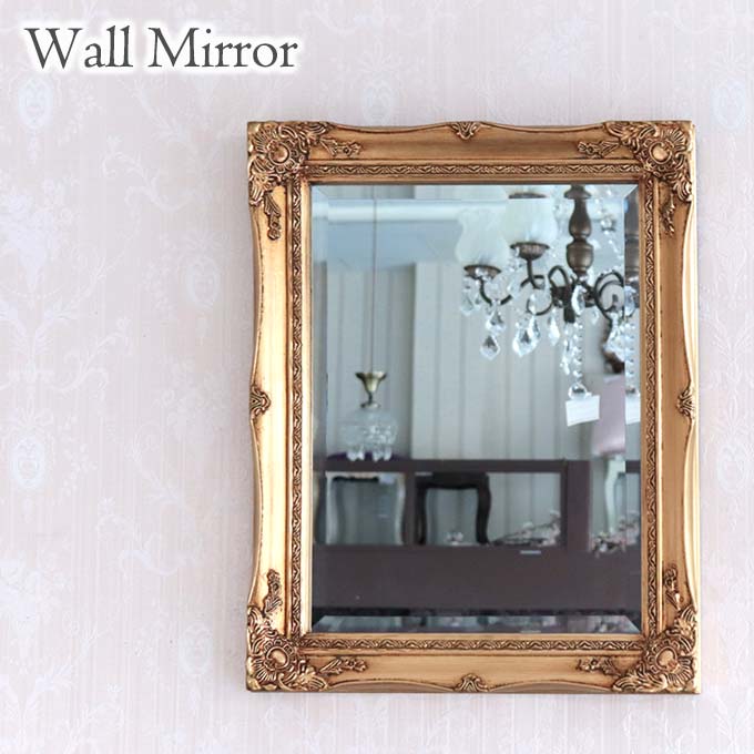 ミラー,鏡,角型,壁掛け,ウォールミラー,おしゃれ,ロココ,アンティーク,ゴールド