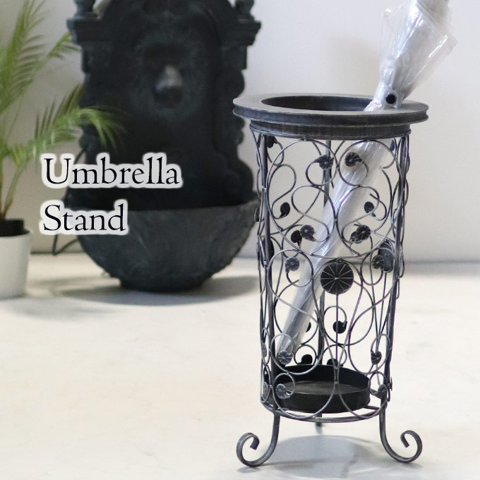 傘立て,アイアン,ラウンド,クラシック,傘たて,アンティークブラック,アンティーク調
