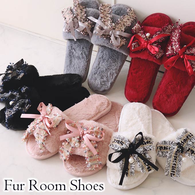 スリッパ,おしゃれ,暖かい,室内,ルームシューズ,スリッパ,かわいい,姫系,可愛い,冬用,ファー,ストライプ
