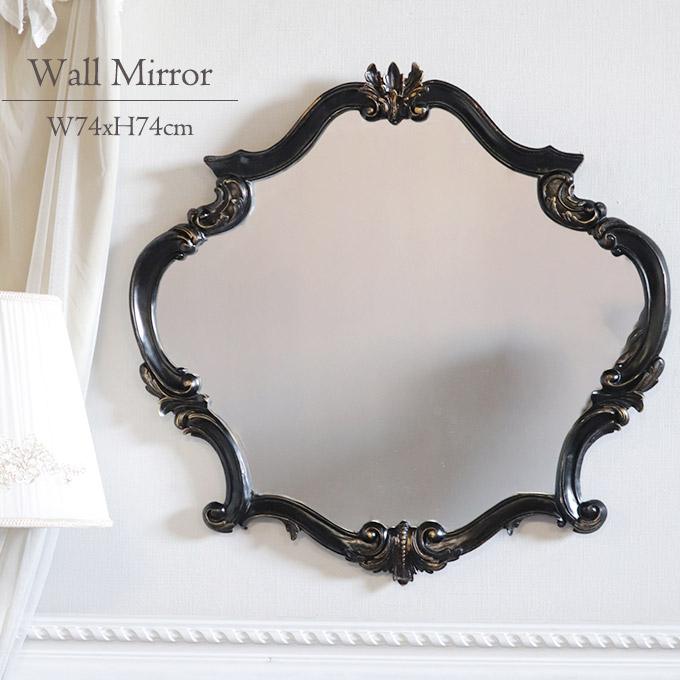 鏡,ミラー,ウォールミラー,ロココ,ゴシック,ブラック