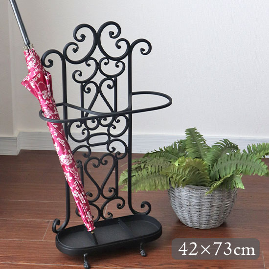 アンティーク調のクラシックなアイアン傘立て。スリム＆コンパクトな省スペース設計。-10