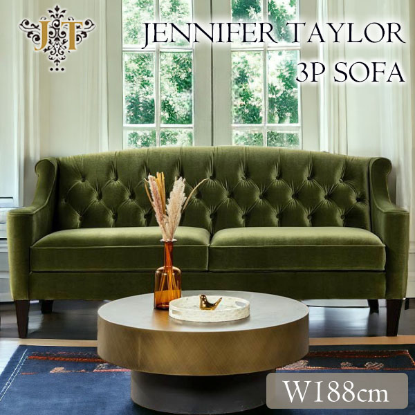 3人掛け ソファ KEN ベロア オリーブ グリーン ジェニファーテイラー 輸入家具 おしゃれ ヨーロピアン ソファ ソファー-11