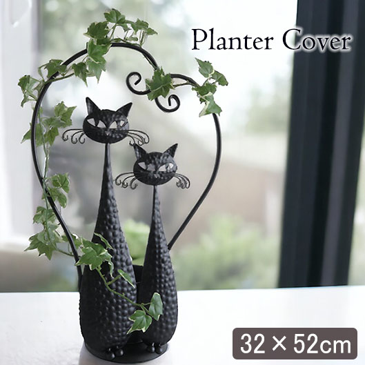 猫のデザイン,鉢カバー,おしゃれ,かわいい,黒猫,アイアン,プランターカバー,フラワースタンド,ガーデニング,インテリア-13