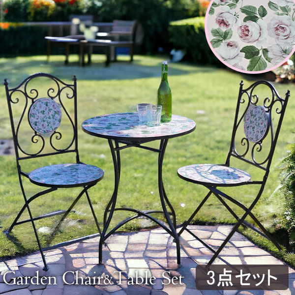 ガーデニング,ガーデンテーブル,セット,3点,チェア,テーブル,ローズ,バラ,薔薇-18