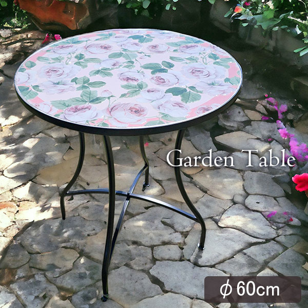 ガーデニング,ガーデンテーブル,幅60cm,アイアン,テーブル,バラ柄,ローズ柄,薔薇,おしゃれ-12