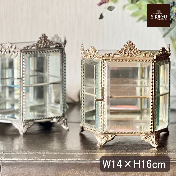 ｆ♡19世紀レアなアンティークのガラスケースとデビルミニョネットのセット♡ クラシック コンパクトショーケース ガラスキャビネット コレクション