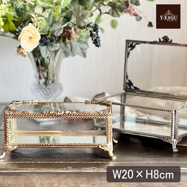 真鍮製 アンティーク調 脚付き ジュエリーボックス（小物入れ）-18