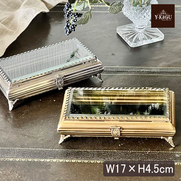 真鍮製 アンティーク調 蓋付き小物入れ（スクエア）-16