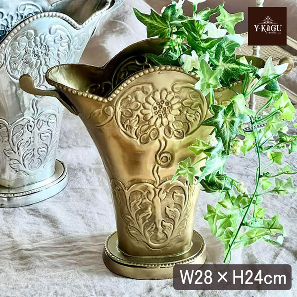 真鍮製,アンティーク調,フラワーベース,花瓶,プランター,ゴールド,シルバー,クラシック装飾,おしゃれ,店舗什器-19