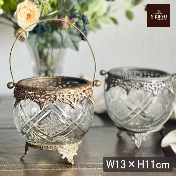 真鍮製,アンティーク調,ラウンドバスケット,花瓶,フラワーベース,ゴールド,シルバー,おしゃれ,店舗什器-18
