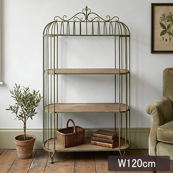 フレンチクラシック,ディスプレイラック,オープンラック,アイアンラック,グリーン,アイアン×木製,店舗什器-11