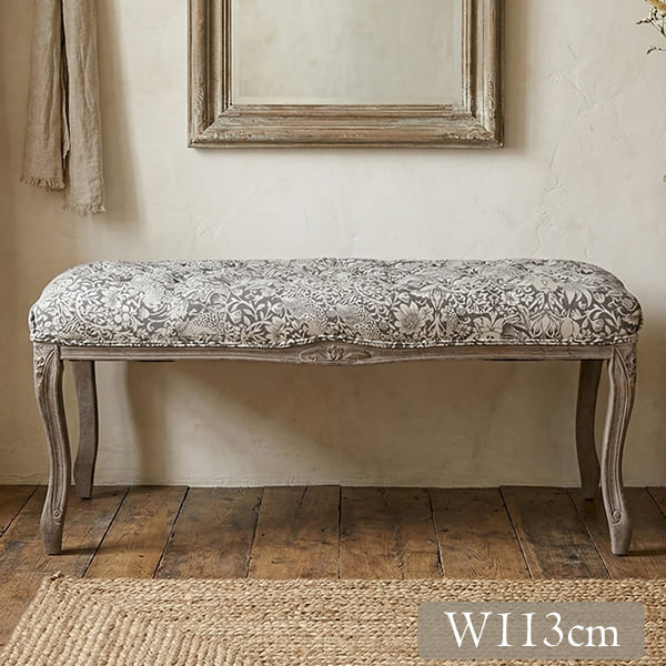 ベンチ スツール （イチゴ泥棒） 玄関スツール フレンチ シャビーシック おしゃれ 猫脚 ベッドエンドスツール アンティーク調-8