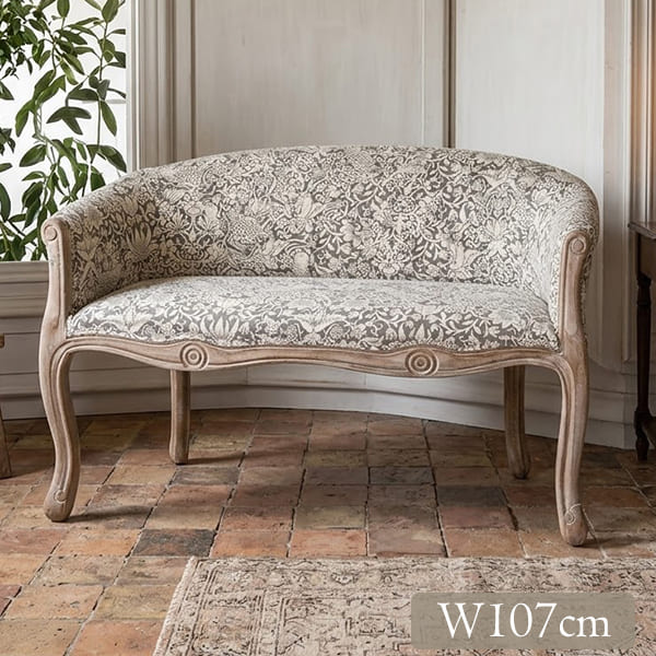 二人掛けソファチ 2Pソファ （イチゴ泥棒） 小ぶり おしゃれ 完成品 フレンチ シャビーシック 肘付き 猫脚 ラブソファ-8