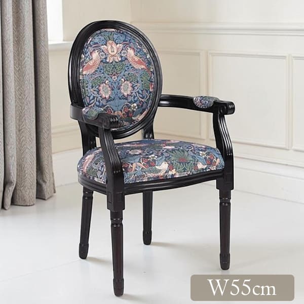 アームチェア ダイニングチェア 幅55cm いちご泥棒 ウィリアムモリス おしゃれ アンティーク調 店舗什器 コンパクト 輸入家具-8