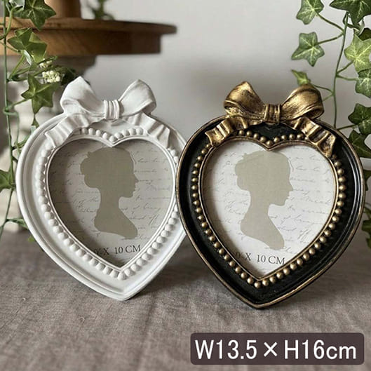 【全2色】 アンティーク調 フォトフレーム(写真立て) ハートリボン W13.5×H16cm-11