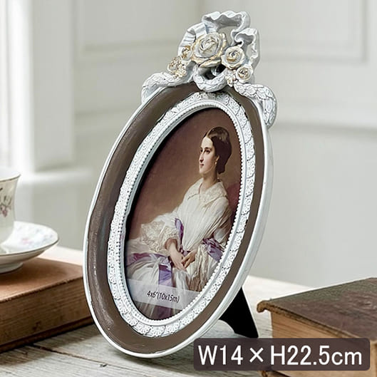 アンティーク調 フォトフレーム(写真立て) オーバルローズ W14×H22.5cm-8