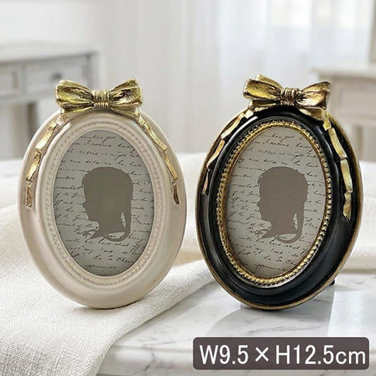 【全2色】 オーバルミニフォトフレーム(写真立て) リボンガーランド W9.5×H12.5cm-22