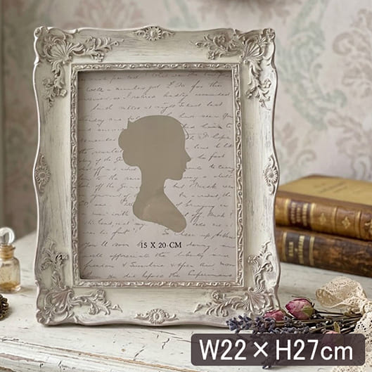 フレンチクラシック フォトフレーム(写真立て) シャビーホワイト W22×H27cm-12