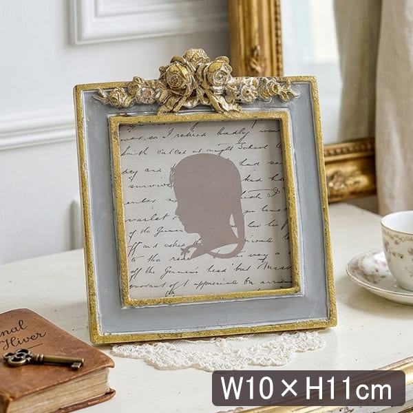 アンティーク調 ミニフォトフレーム(写真立て) 正方形 W10×H11cm-12
