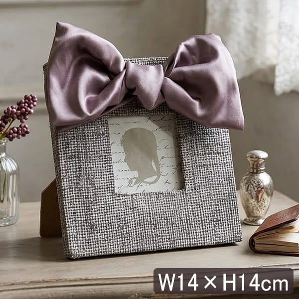 フレンチシック フォトフレーム(写真立て) ツイードリボン W14×H14cm-8