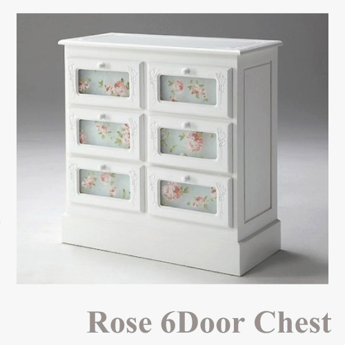 ホワイトローズシリーズ ：バラのチェスト(6引出)【送料無料】